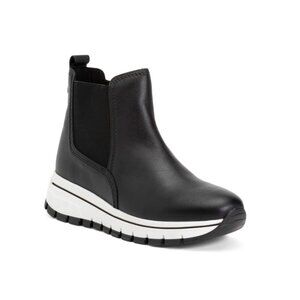 GABOR BLACK/GOLD Leather Hi Top Low Heel Sneakers